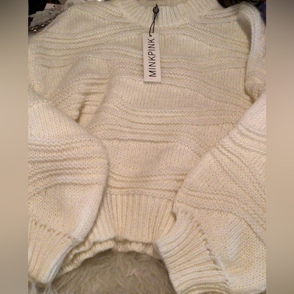 MINKPINK cream Boho sweater - Picture 2 of 6